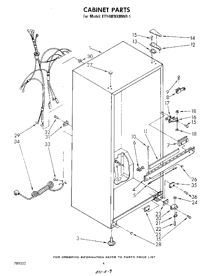 CABINET Diagram and Parts List for ET14MNXMWR1  Whirlpool Refrigerator
