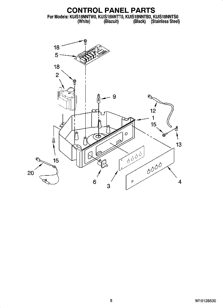 CONTROL PANEL PARTS Diagram and Parts List for KUIS18NNTS0  KitchenAid Ice Maker