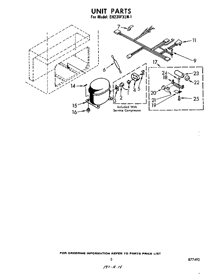 SECTION Diagram and Parts List for EH230FXLN1  Whirlpool Freezer