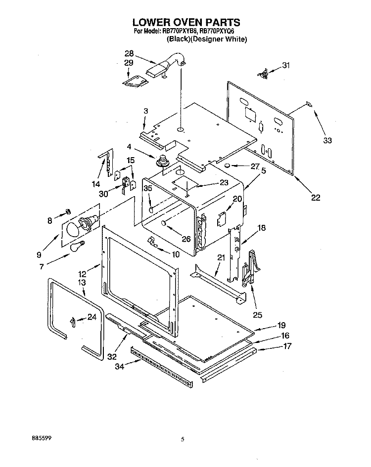 LOWER OVEN Diagram and Parts List for RB770PXYQ6  Whirlpool Wall Oven