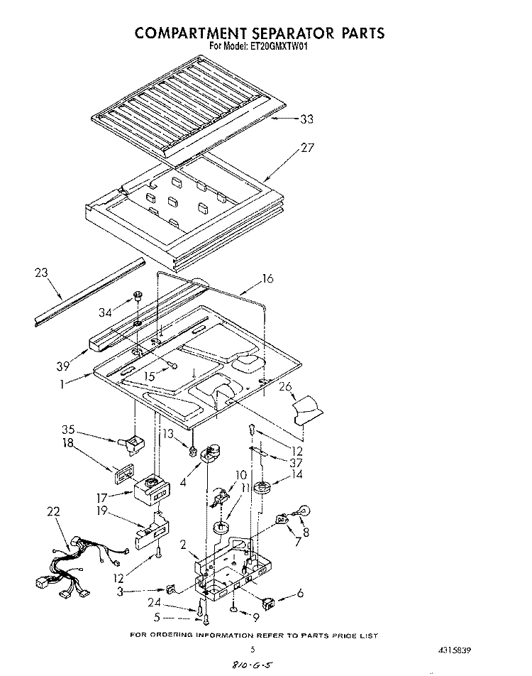 COMPARTMENT SEPARATOR Diagram and Parts List for ET20GMXTF01  Whirlpool Refrigerator