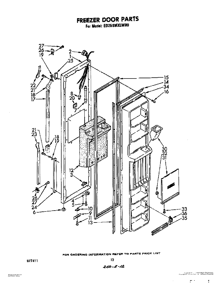 FREEZER DOOR Diagram and Parts List for ED25SMXLWR0  Whirlpool Refrigerator