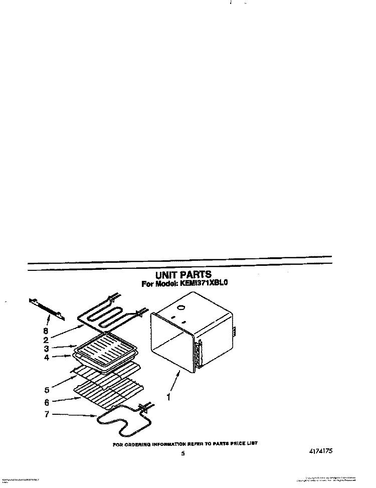 UNIT Diagram and Parts List for KEMI371XBL0  KitchenAid Microwave Oven Combo