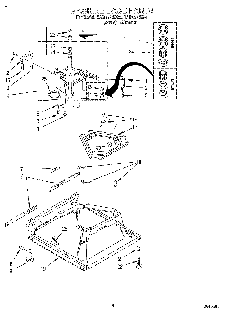MACHINE BASE Diagram and Parts List for RAB4232EW0  Roper Washer