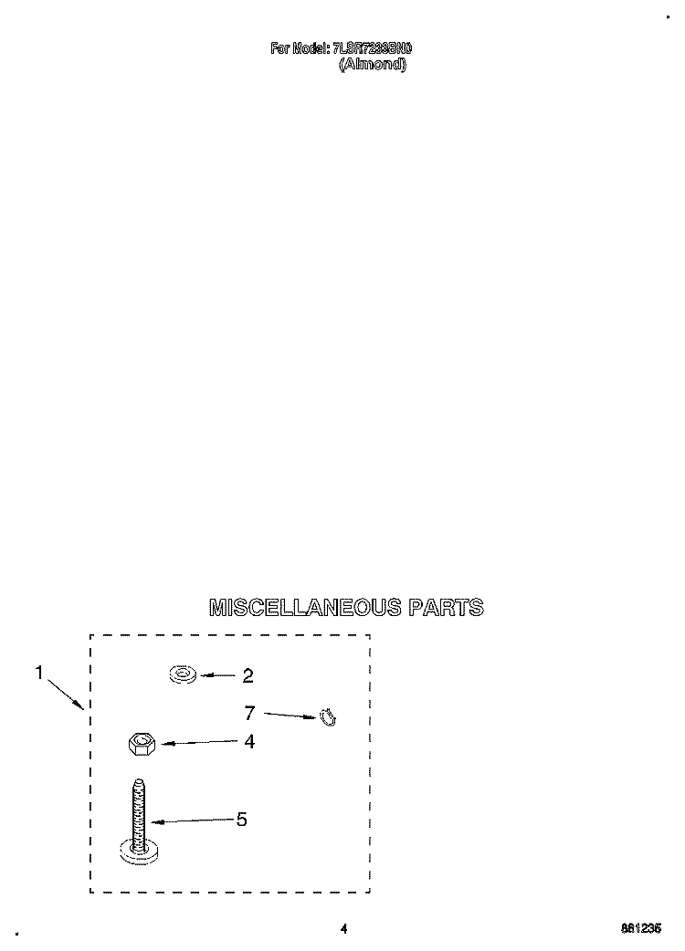 MISCELLANEOUS Diagram and Parts List for 7LSR7233BN0  Whirlpool Washer