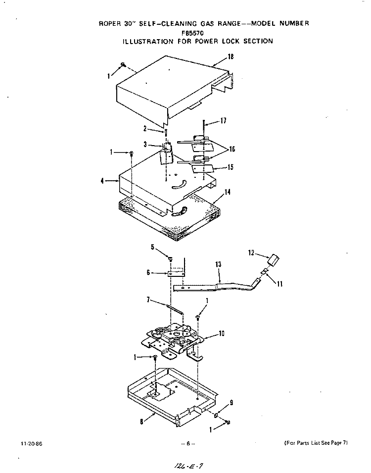 OVEN BODY Diagram and Parts List for F8557W0  Roper Range