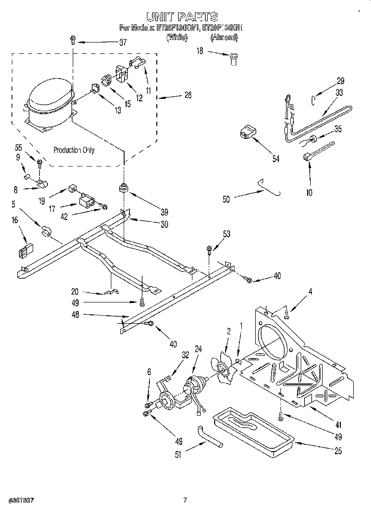 UNIT Diagram and Parts List for ET20F134KN1  Whirlpool Refrigerator