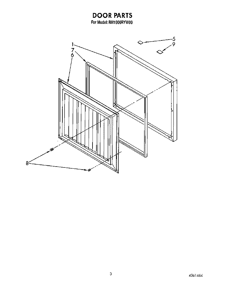 SECTION Diagram and Parts List for RH1000RYW00  Roper Freezer