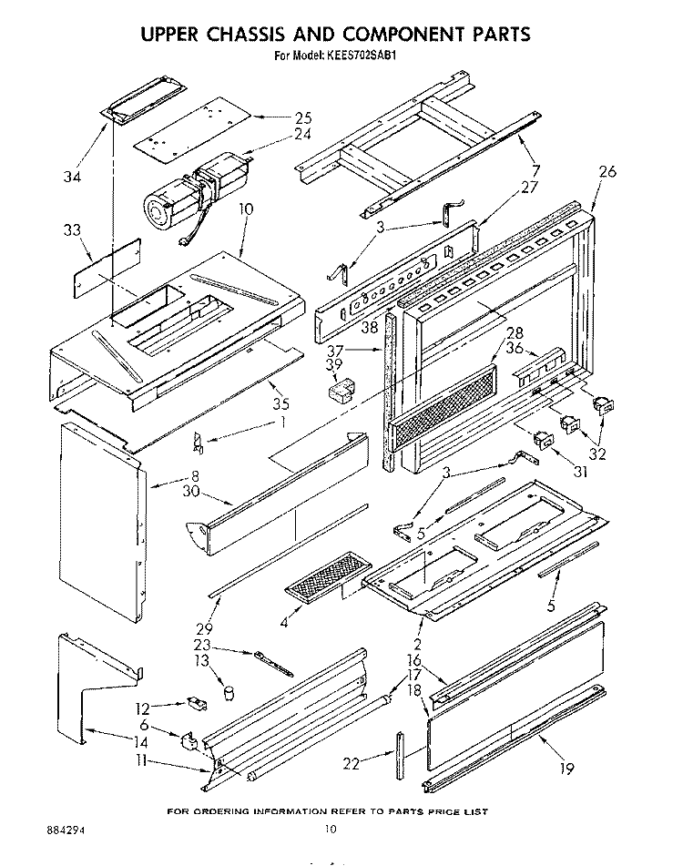 UPPER CHASSIS AND COMPONENT Diagram and Parts List for KEES702SWB1  KitchenAid Microwave Oven Combo