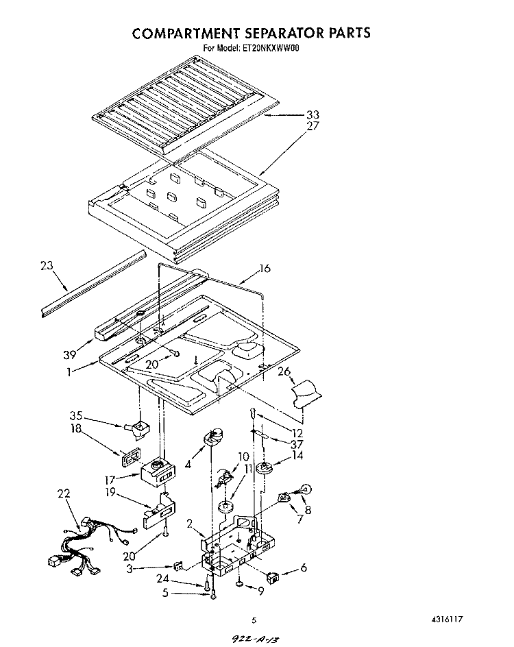 COMPARTMENT SEPARATOR Diagram and Parts List for ET20NKXWW00  Whirlpool Refrigerator