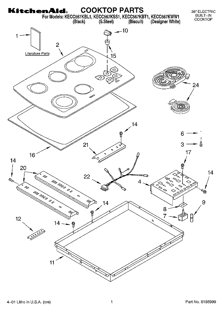 SECTION Diagram and Parts List for KECC567KSS1  KitchenAid Cooktop