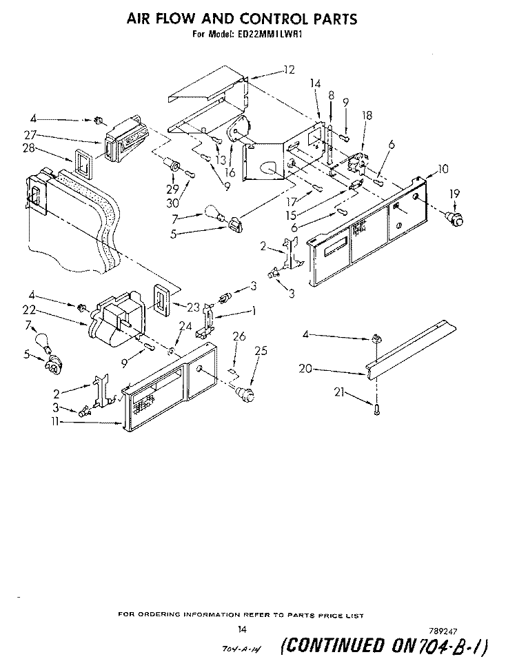 AIRFLOW AND CONTROL Diagram and Parts List for ED22MM1LWR1  Whirlpool Refrigerator