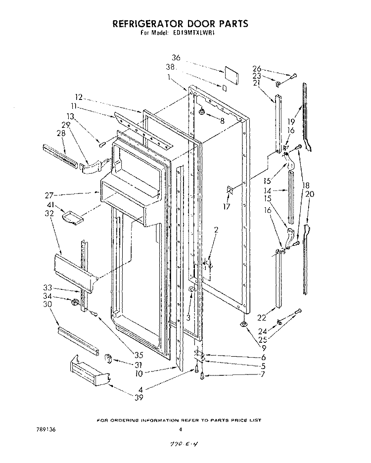 REFRIGERATOR DOOR Diagram and Parts List for ED19MTXLWR1  Whirlpool Refrigerator
