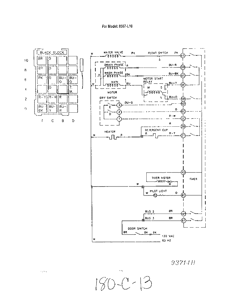 SECTION Diagram and Parts List for 8567L10  Roper Dishwasher