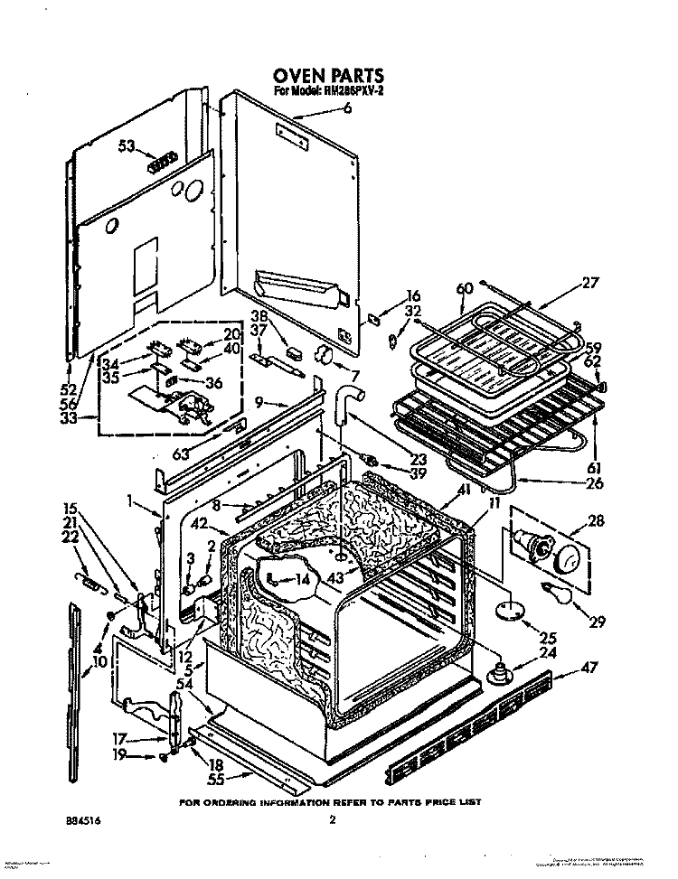 OVEN Diagram and Parts List for RM286PXV2  Whirlpool Microwave Oven Combo