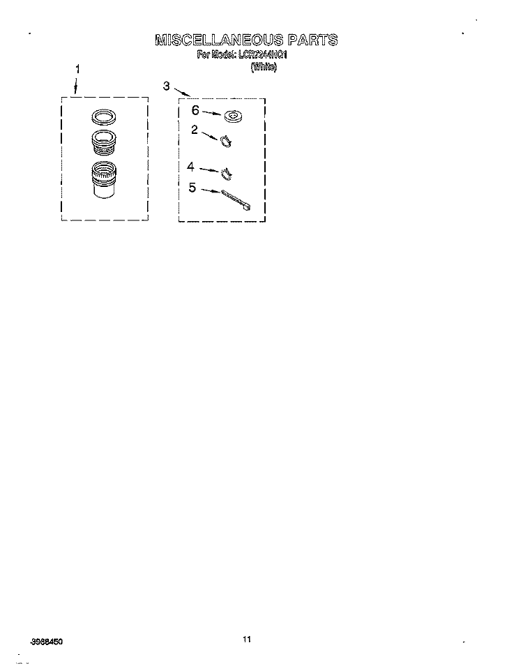 MISCELLANEOUS, OPTIONAL Diagram and Parts List for LCR7244HQ1  Whirlpool Washer