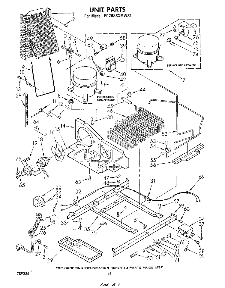 UNIT Diagram and Parts List for ED26SSXMWR1  Whirlpool Refrigerator