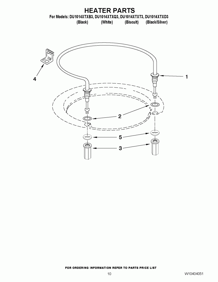 HEATER PARTS Diagram and Parts List for DU1014XTXQ3  Whirlpool Dishwasher