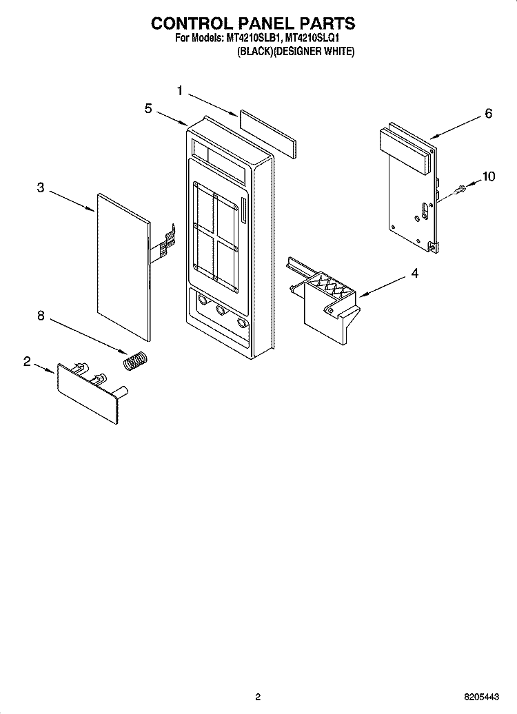 CONTROL PANEL PARTS Diagram and Parts List for MT4210SLQ1  Whirlpool Microwave