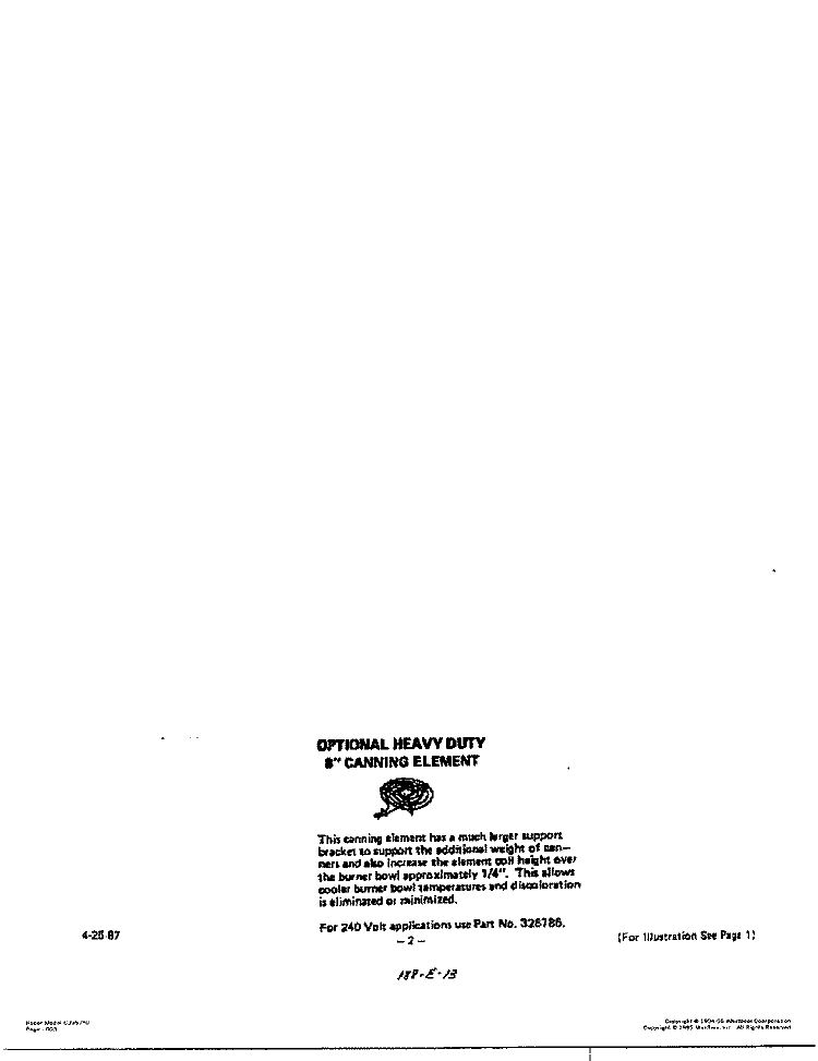 CANNING ELEMENT Diagram and Parts List for C3357^0  Whirlpool Cooktop