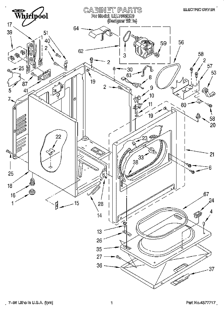 SECTION Diagram and Parts List for LEL7646EQ0  Whirlpool Dryer