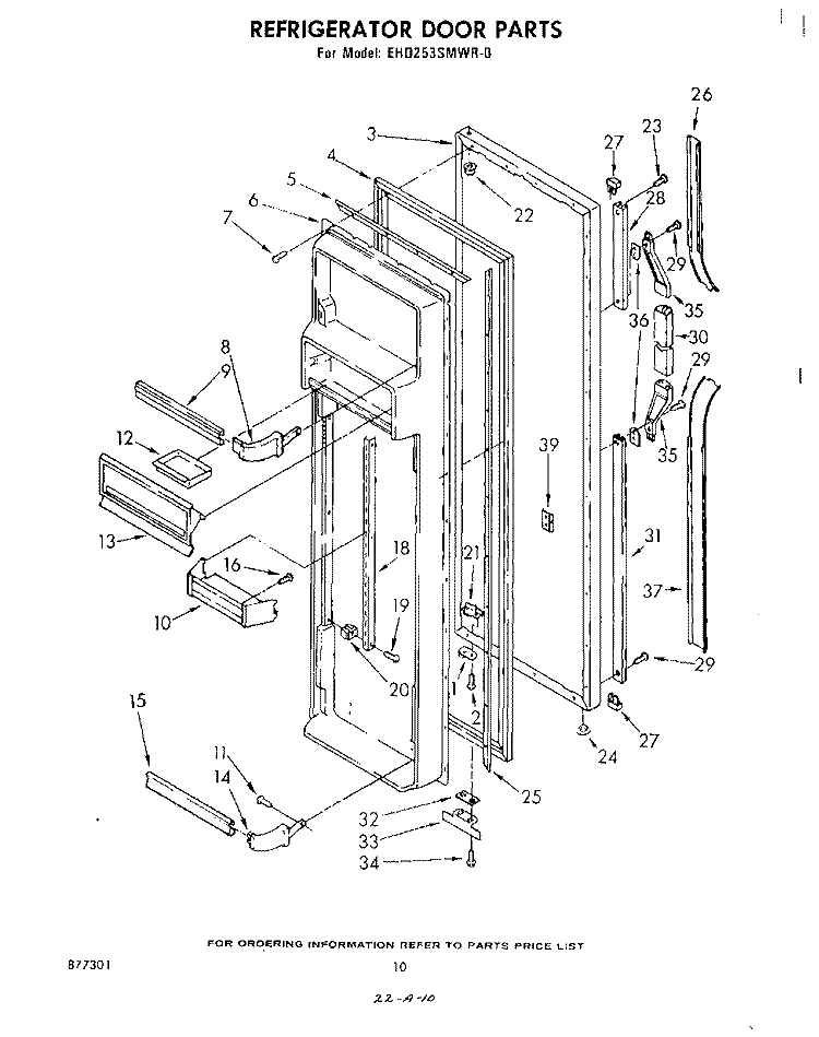 REFRIGERATOR DOOR Diagram and Parts List for EHD253SMWR0  Whirlpool Refrigerator