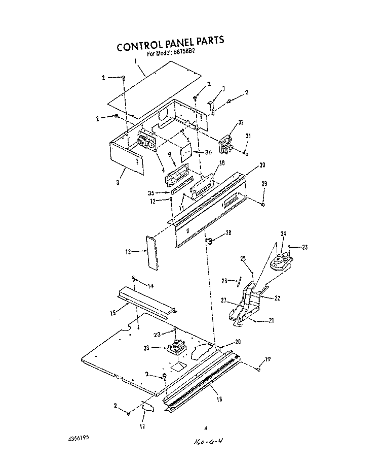 CONTROL PANEL , LIT/OPTIONAL Diagram and Parts List for B8758B2  Roper Range
