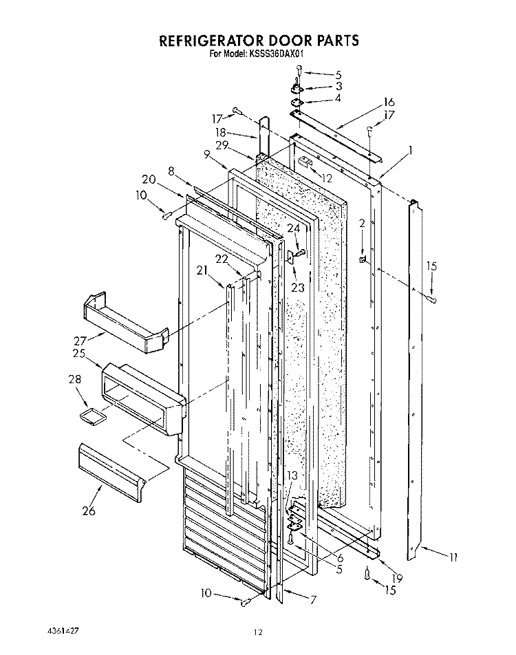 REFRIGERATOR DOOR Diagram and Parts List for KSSS36DAX01  KitchenAid Refrigerator
