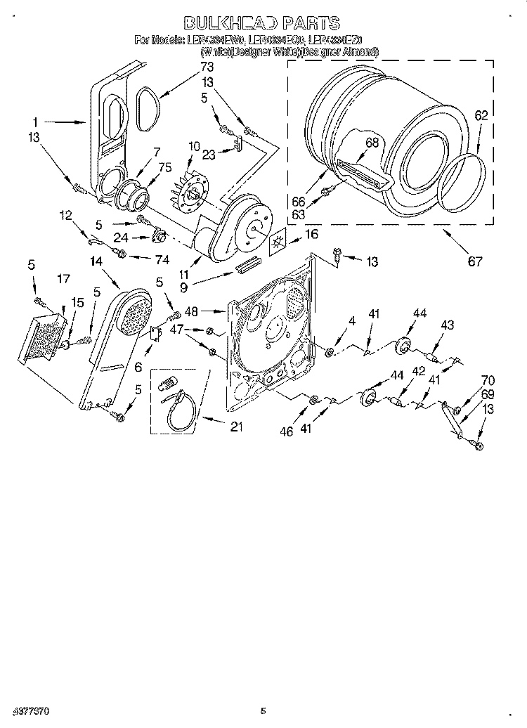 SECTION Diagram and Parts List for LER4634EQ0  Whirlpool Dryer