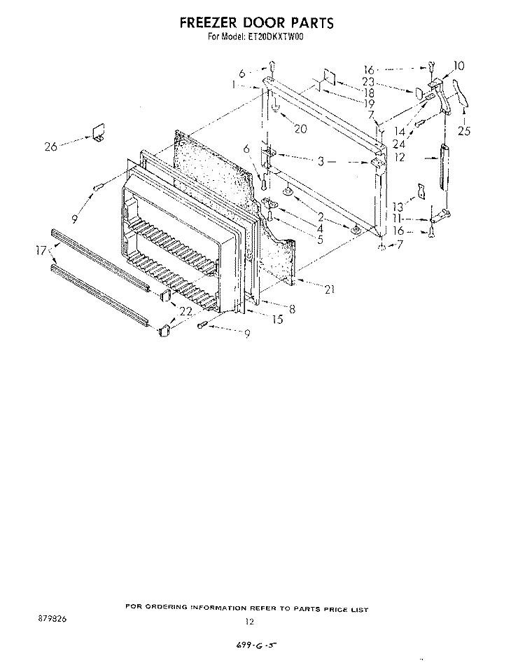 FREEZER DOOR Diagram and Parts List for ET20DKXTN00  Whirlpool Refrigerator