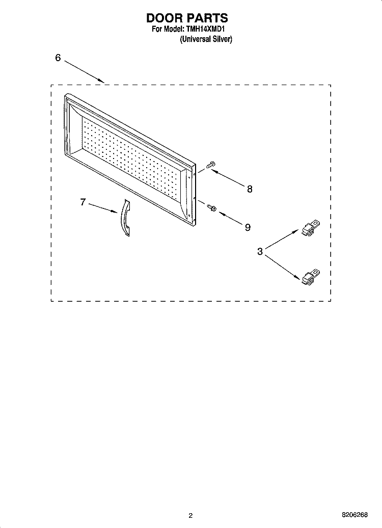 DOOR PARTS Diagram and Parts List for TMH14XMD1  Estate Microwave