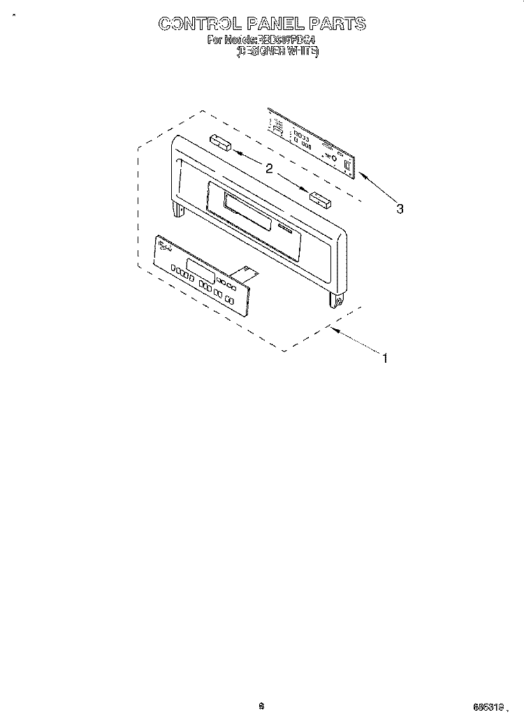 CONTROL PANEL, LITERATURE Diagram and Parts List for RBD307PDQ4  Whirlpool Wall Oven