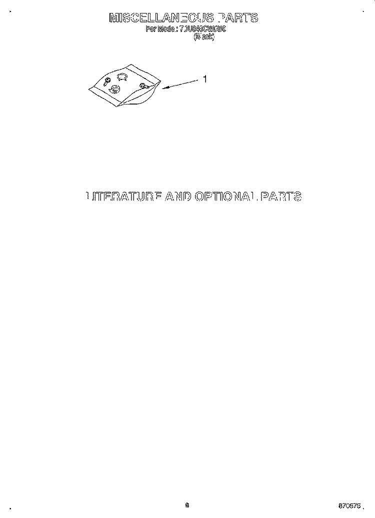 MISCELLANEOUS, LIT/OPTIONAL Diagram and Parts List for 7DU840CWDB0  Whirlpool Dishwasher