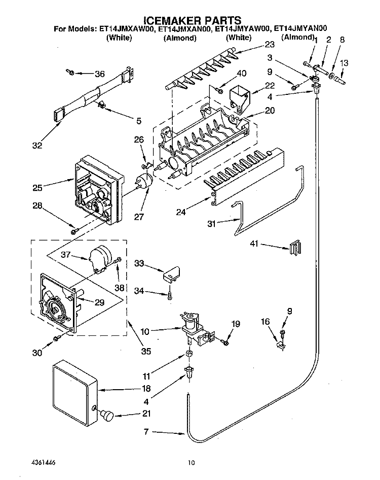 ICE MAKER Diagram and Parts List for ET14JMYAW00  Whirlpool Refrigerator