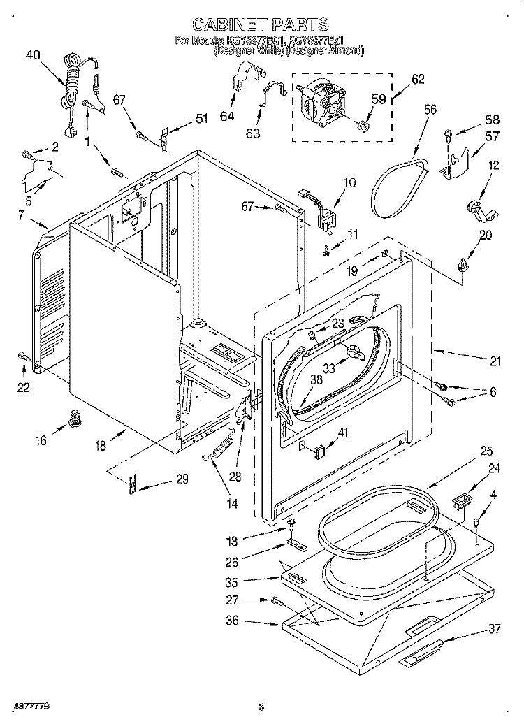 CABINET Diagram and Parts List for KGYS677EZ1  KitchenAid Dryer