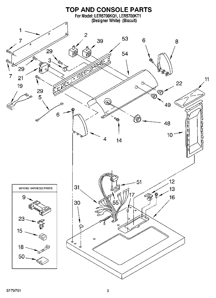 SECTION Diagram and Parts List for LER5700KQ1  Whirlpool Dryer