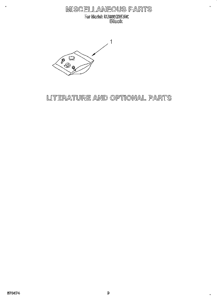 MISCELLANEOUS, LIT/OPTIONAL Diagram and Parts List for DU935QWDB0  Whirlpool Dishwasher