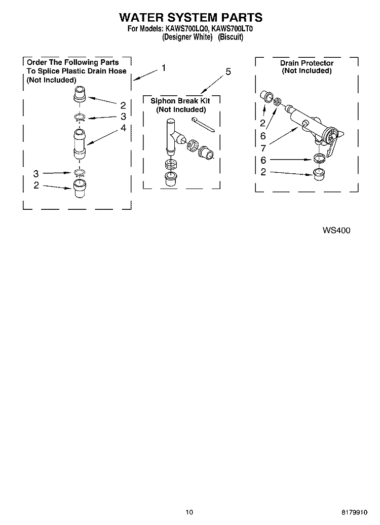 WATER SYSTEM Diagram and Parts List for KAWS700LQ0  KitchenAid Washer