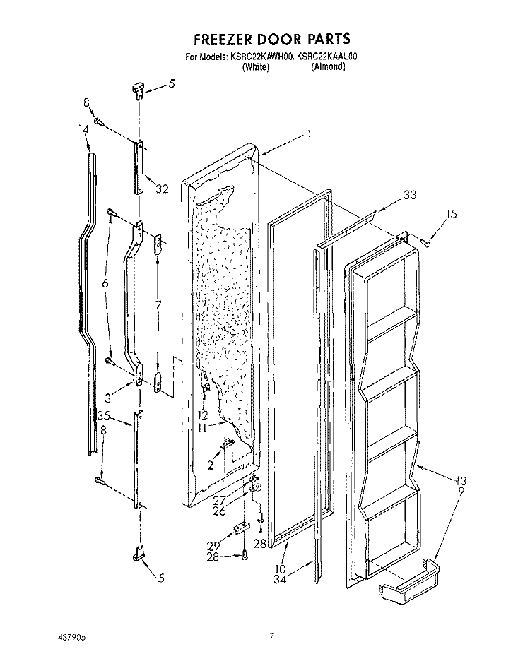 FREEZER DOOR Diagram and Parts List for KSRC22KAAL00  KitchenAid Refrigerator