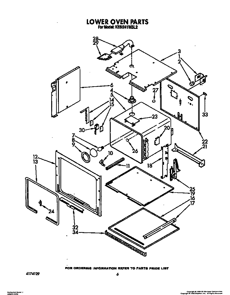 LOWER OVEN Diagram and Parts List for KEBI241WBL2  KitchenAid Wall Oven