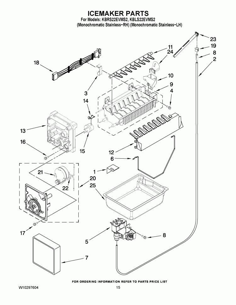 ICEMAKER PARTS Diagram and Parts List for KBLS22EVMS2  KitchenAid Refrigerator