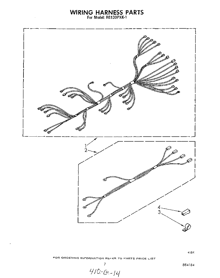 WIRE HARNESS Diagram and Parts List for RB130PXK1  Whirlpool Wall Oven