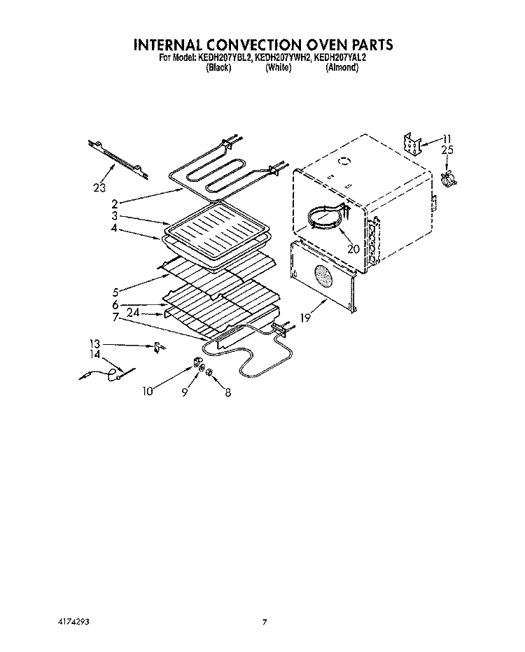 INTERNAL CONVECTION OVEN Diagram and Parts List for KEDH207YBL2  KitchenAid Range