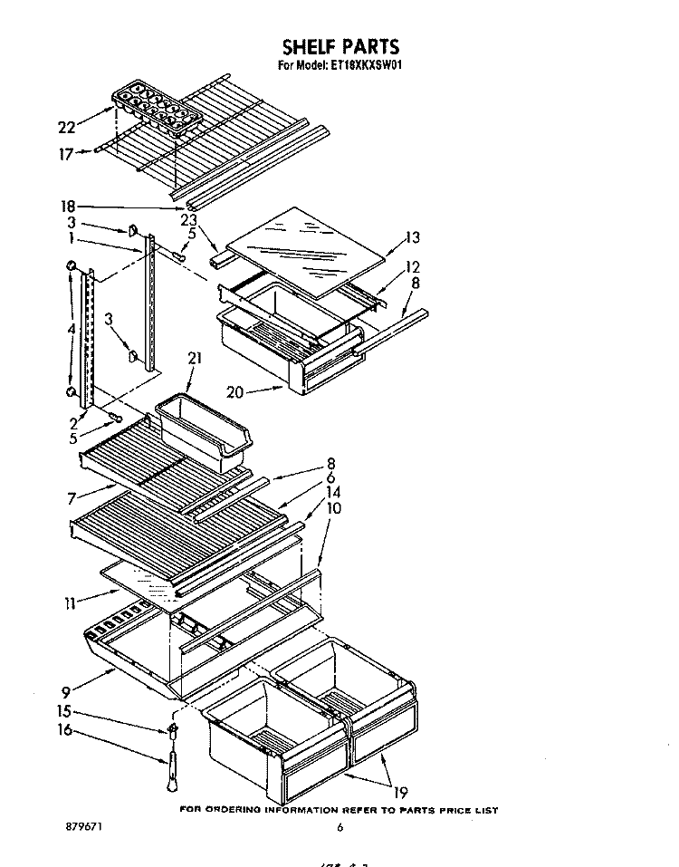 SHELF Diagram and Parts List for ET18XKXSW01  Whirlpool Refrigerator