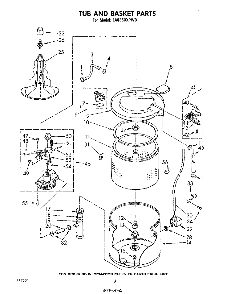 TUB AND BASKET Diagram and Parts List for LA6380XPW0  Whirlpool Washer