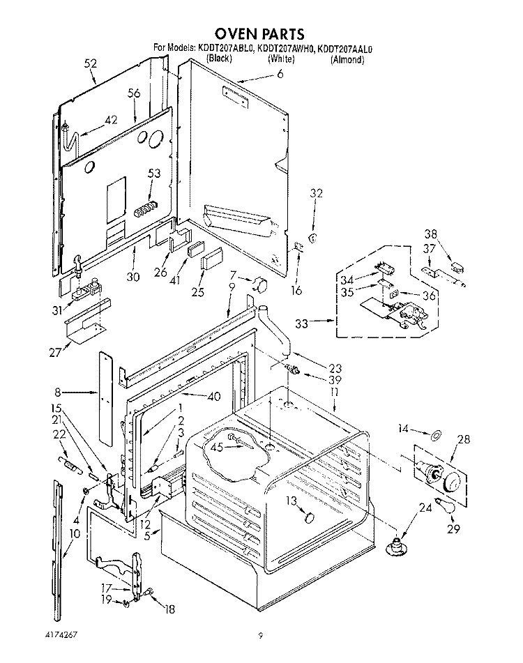 OVEN, LITERATURE Diagram and Parts List for KDDT207AAL0  KitchenAid Range