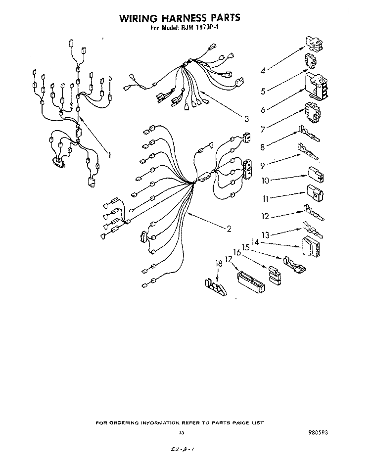 SECTION Diagram and Parts List for RJM1870P1  Whirlpool Microwave Oven Combo