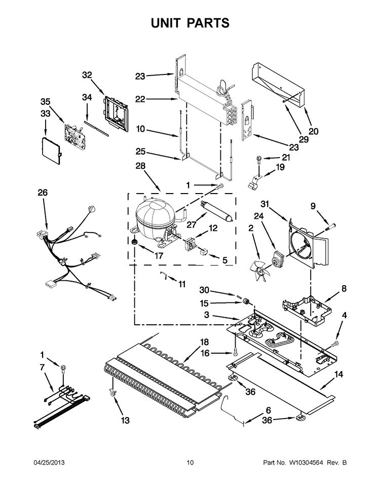 UNIT PARTS Diagram and Parts List for KBFS22EWMS1  KitchenAid Refrigerator