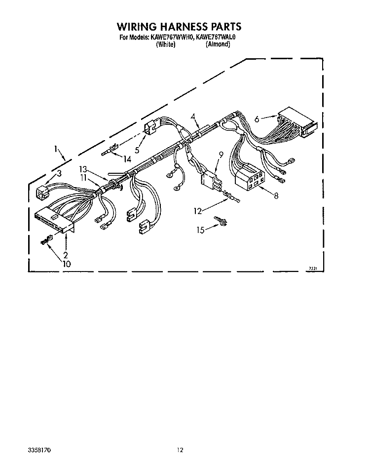 WIRING HARNESS Diagram and Parts List for KAWE767WWH0  KitchenAid Washer