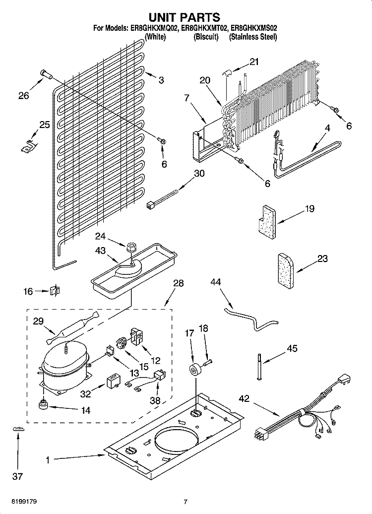 UNIT PARTS Diagram and Parts List for ER8GHKXMQ02  Whirlpool Refrigerator